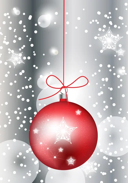 Червона різдвяна куля в блискучому снігу — стоковий вектор