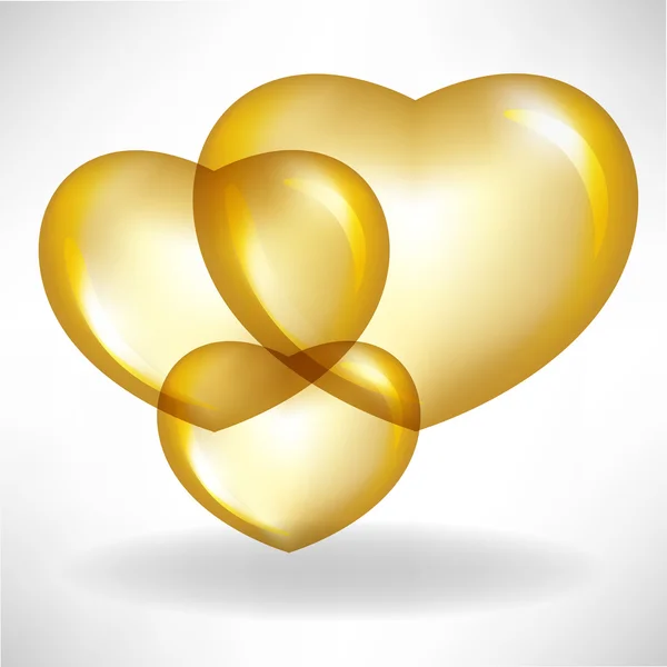 Golden heart balloons — Stock Vector