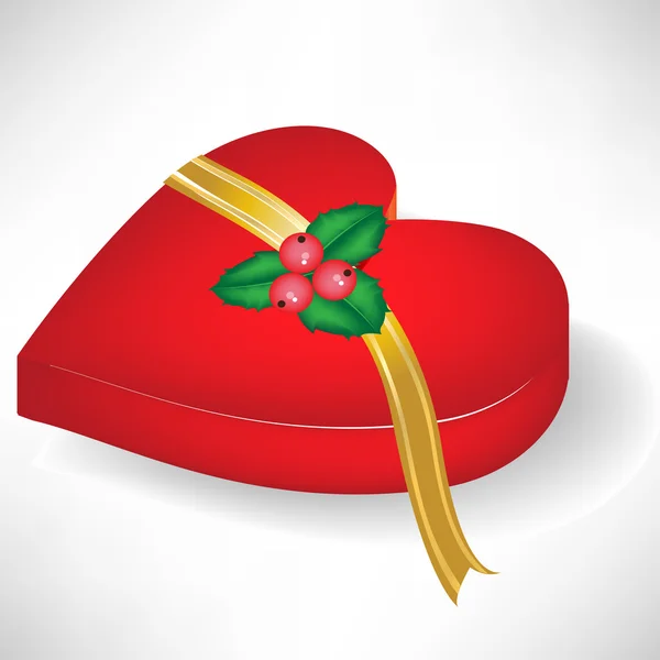 Рождественская коробка в форме сердца с пальцем на ноге — стоковый вектор