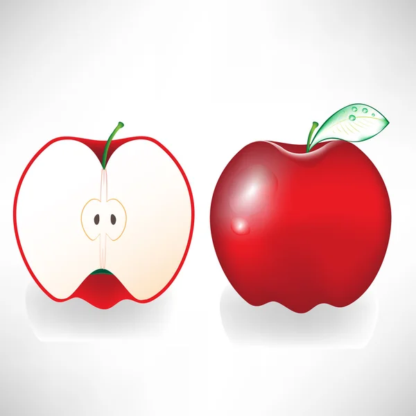 红苹果和一半 — 图库矢量图片