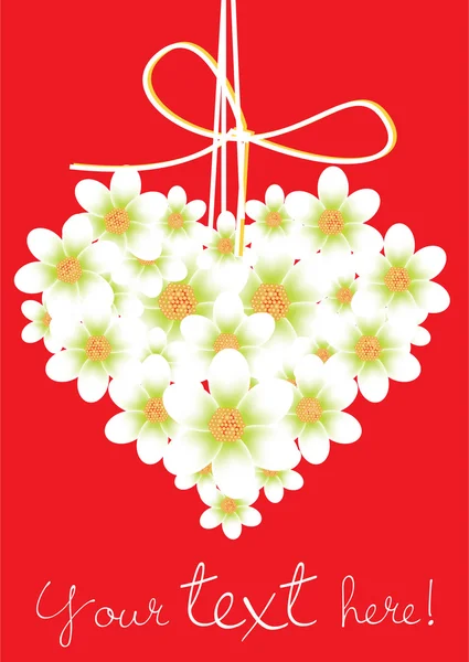 Coração em forma de cartão flores — Vetor de Stock