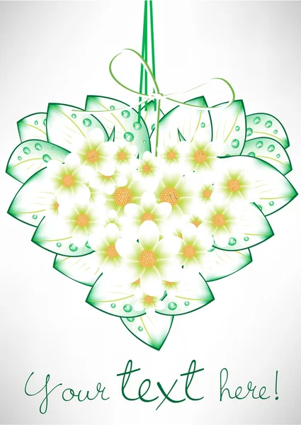 Tarjeta de flores en forma de corazón — Vector de stock