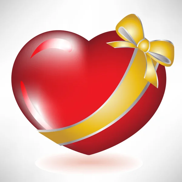 Coeur rouge avec arc doré — Image vectorielle