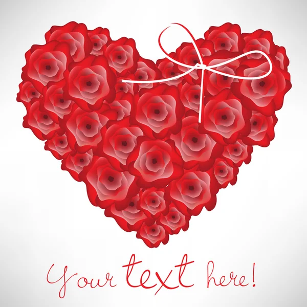 Cartão de rosas em forma de coração — Vetor de Stock