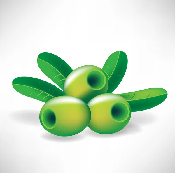 Tre oliver och blad — Stock vektor