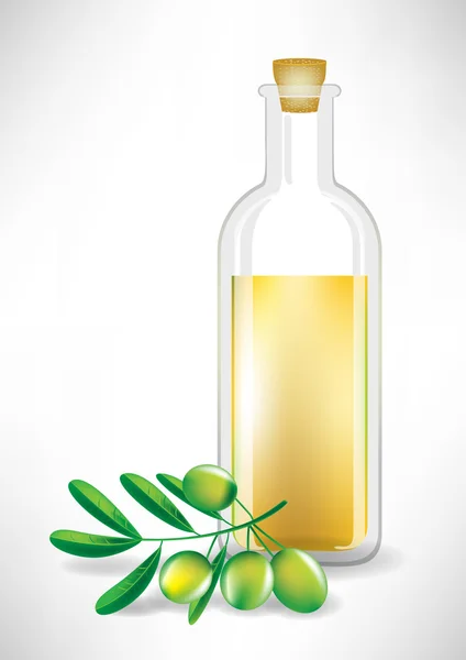 Oil bottle and olive branch — Stock Vector