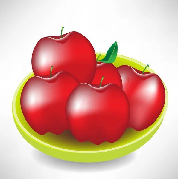 Apples in bowl — Stock Vector