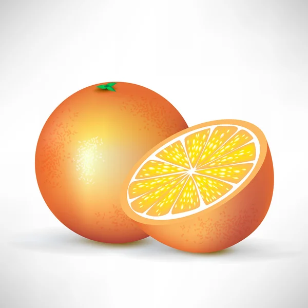 Laranja e metade de laranja — Vetor de Stock