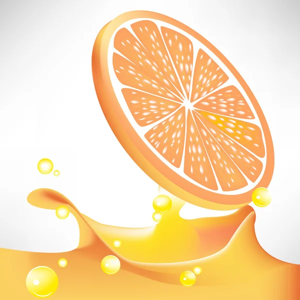 Orange slice plash juice — Stock Vector