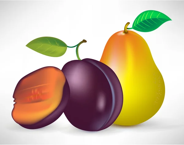 Poire et prunes — Image vectorielle