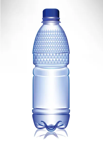 Небольшой пластиковый стакан воды с крышкой и моделью — стоковый вектор