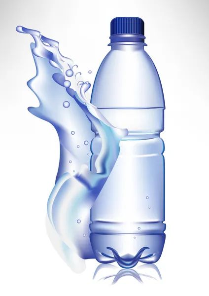 Garrafa de água de plástico em onda de água doce — Vetor de Stock