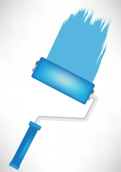 Простий синій інструмент для фарби ролика зі слідом — стоковий вектор