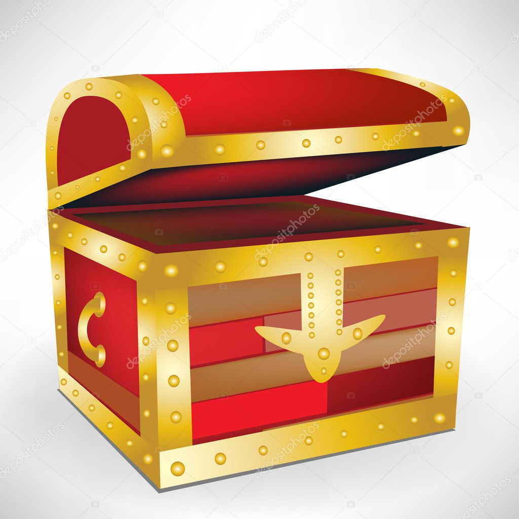 open empty treasure chest