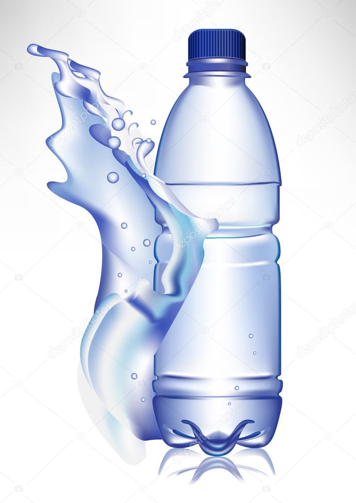 plastic water bottle in fresh water wave