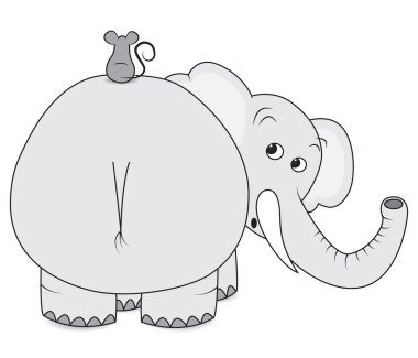 Elephant and mouse clipart