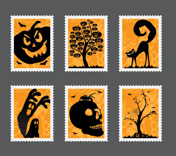 Set di francobolli Halloween — Vettoriale Stock