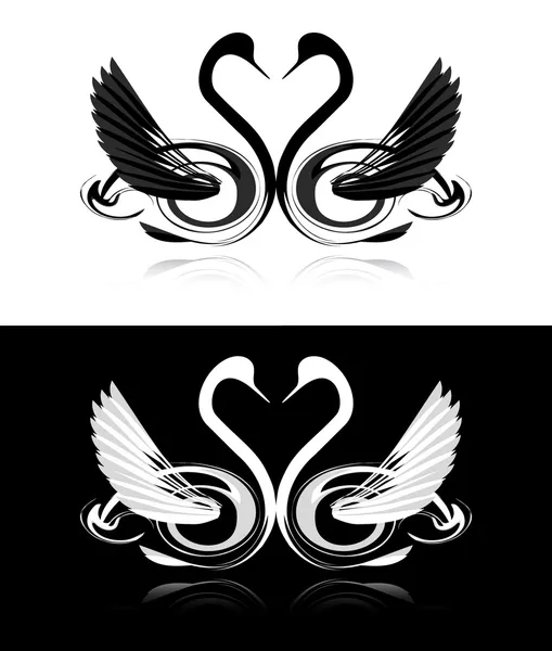 Set of black and white swans — Stock Vector