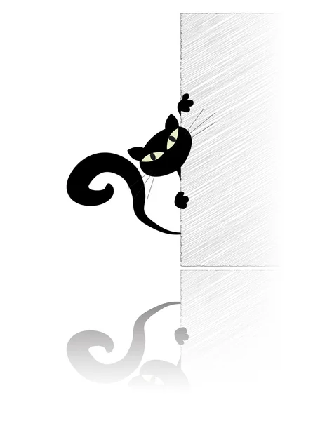 Chat noir frappant le mur — Image vectorielle