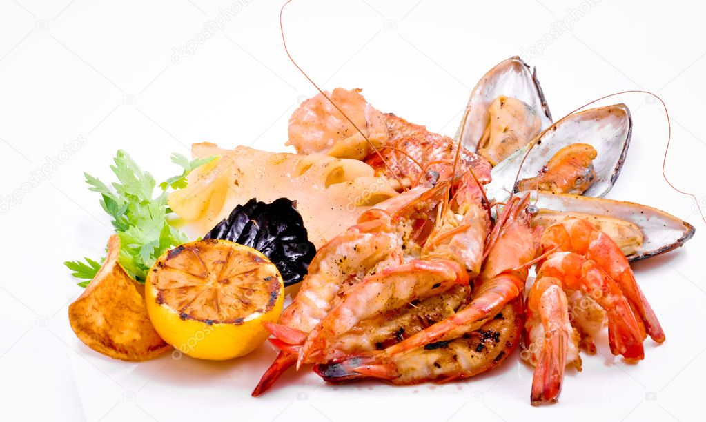 Crabs, mussels, shrimps