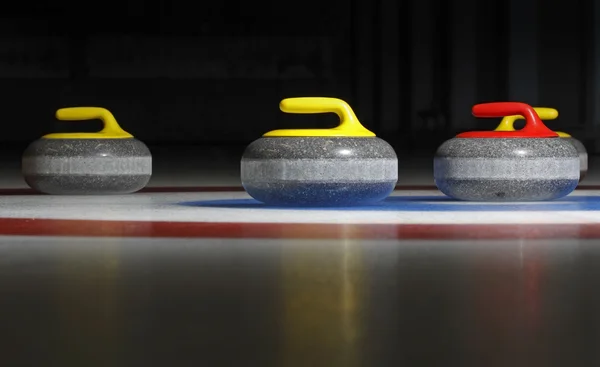 Dört curling taşı — Stok fotoğraf
