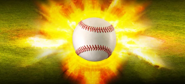 Baseball fire grass background — Stock Photo, Image