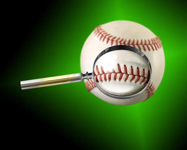 Baseball magnifying glass — Stock Photo, Image