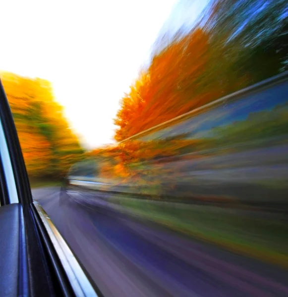 Car truck autumn abstract blur motion — Stock Photo, Image