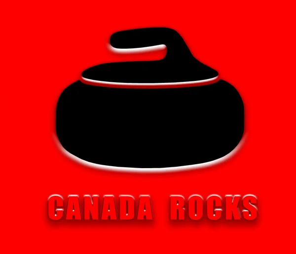 Curling steen rood zwart canada rotsen — Stockfoto
