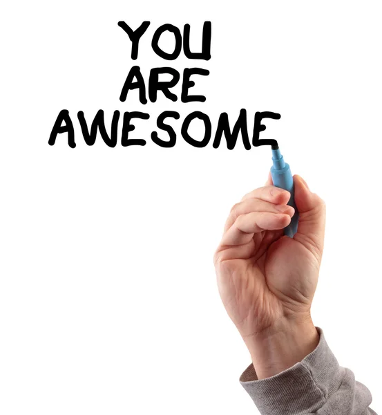Hand schrijven dat u are awesome — Stockfoto