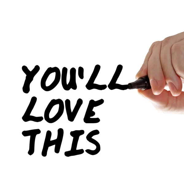 Budete milovat tuto značku ruka — Stock fotografie
