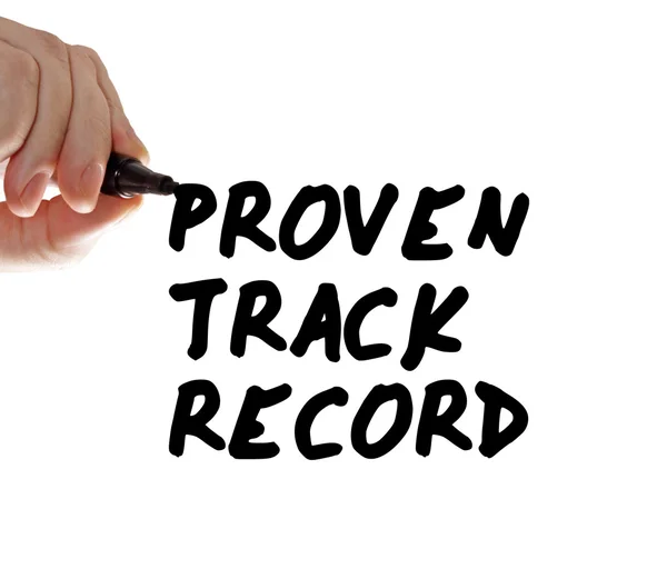 Proven track record hand writing — Stock Photo, Image
