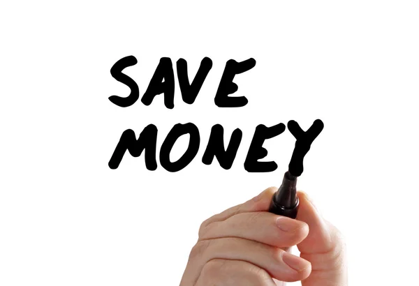 Geld sparen Hand Marker — Stockfoto