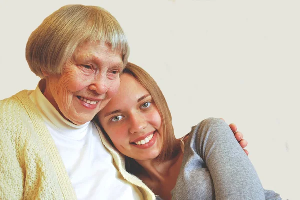 stock image Young woman with grandmother