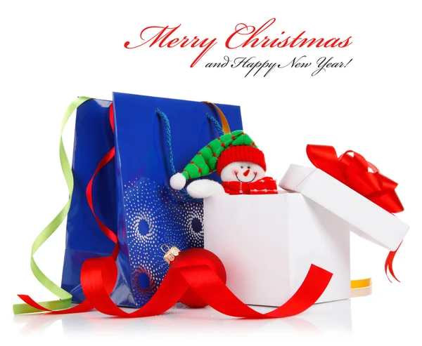 Christmas gift with ribbons and bow — Stock Photo, Image