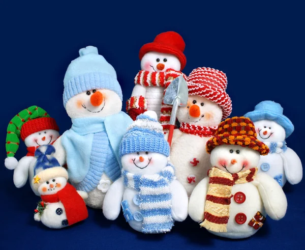 Snowman toys family isolated — 图库照片