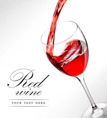 Red wine pouring into glass clipart