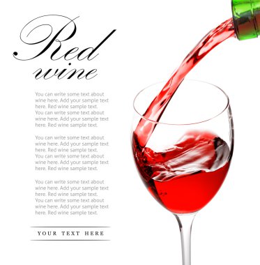 Red wine pouring into glass clipart