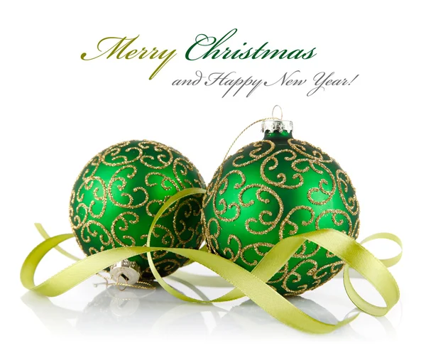 Two green ball with ribbon — Stock Photo, Image