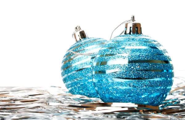 Christmas holiday decoration with blue ball — Stock Photo, Image