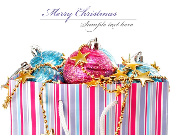 圣诞假日装饰与蓝色球和黄金星 — 图库照片