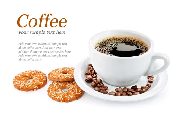 Csésze kávé a csészealj keksz — Stock Fotó