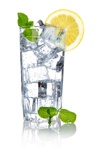 stock image Glass of fresh cool water with lemon