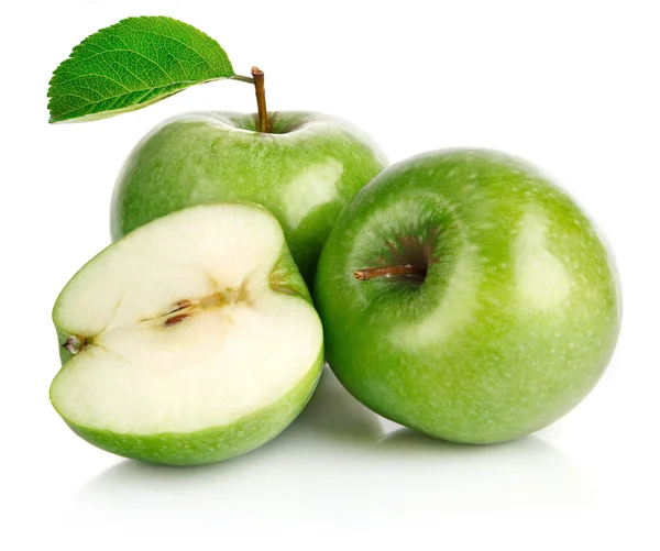 Owoce zielone Jabłuszko z liści — Zdjęcie stockowe