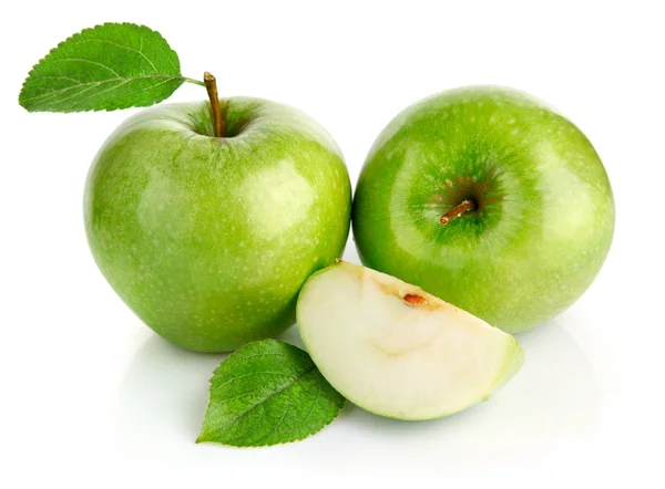 Green apple fruits with cut — Stock Photo, Image