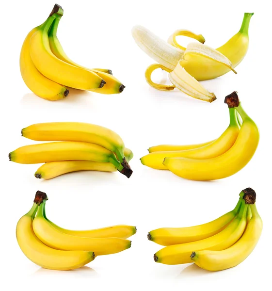 Conjunto de frutas banana fresca aislados en blanco —  Fotos de Stock