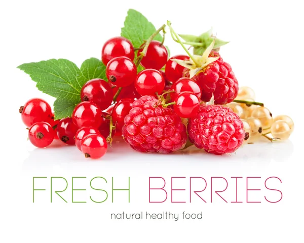 Set fresh berries with green leaf — Fotografie, imagine de stoc