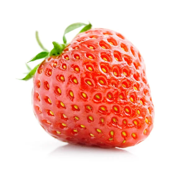 पांढरा वर वेगळे सिंगल ताजे लाल स्ट्रॉबेरी — स्टॉक फोटो, इमेज