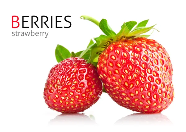 Set Erdbeere Beere mit grünes Blatt — Stockfoto