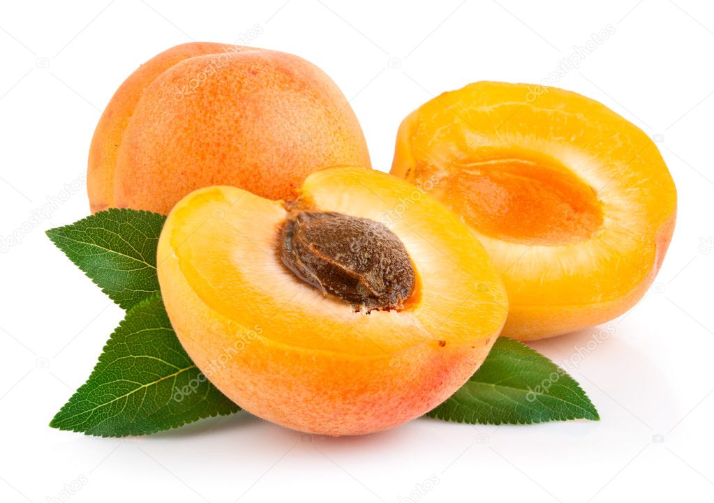 Apricot fruits with green leaf